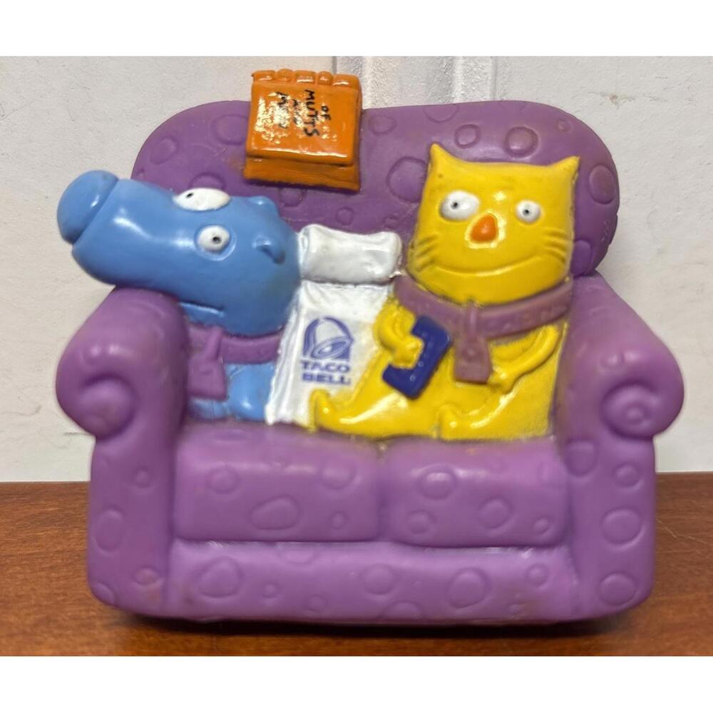 Vintage 1995 Taco Bell Nacho And Dog On Purple Couch Toy Pullback Mobile Couch